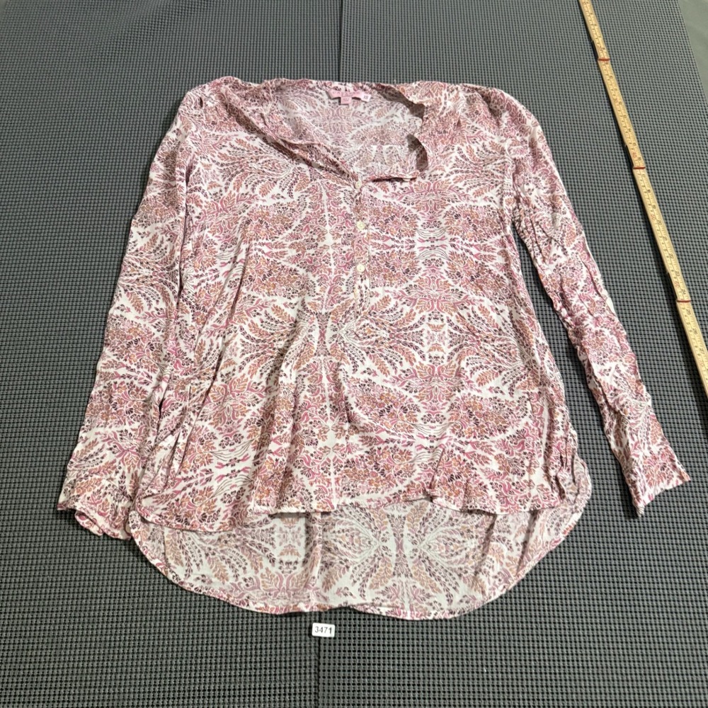 Calypso St Barth Womens XS Pink Purple Paisley Floral Long Sleeve Blouse Top